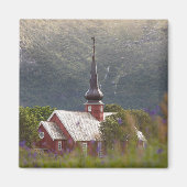 Lofoten-eilanden Flakstad-kerk Magneet (Voorkant)