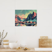 Lofoten Eilanden, Noorwegen Retro Poster (Keuken)