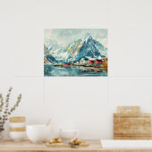 Lofoten Eilanden, Noorwegen Retro Poster (Keuken)