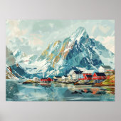 Lofoten Eilanden, Noorwegen Retro Poster (Voorkant)