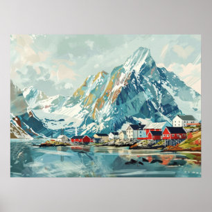 Lofoten Eilanden, Noorwegen Retro Poster