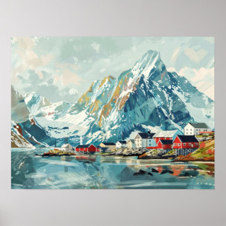 Lofoten Eilanden, Noorwegen Retro Poster