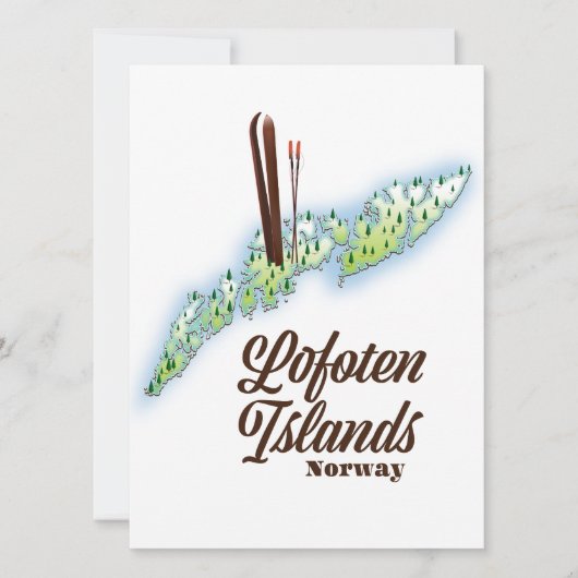 Lofoten eilanden, Noorwegen ski poster. (Voorkant)