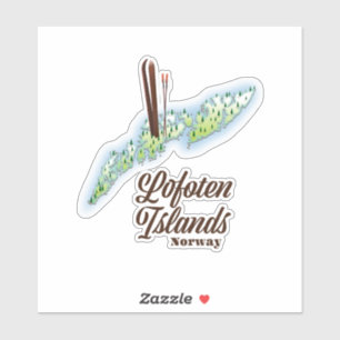 Lofoten eilanden, Noorwegen ski poster. Sticker