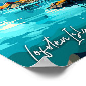 Lofoten Eilanden Noorwegen vintage reisillustratie Poster (Hoek)