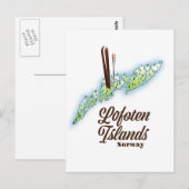Lofoten-eilanden, poster van Noorwegen. Briefkaart (Voorkant / Achterkant)