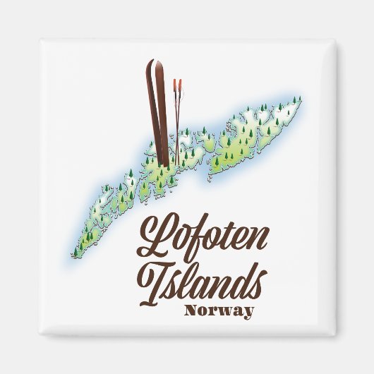 Lofoten-eilanden, poster van Noorwegen. Magneet (Voorkant)