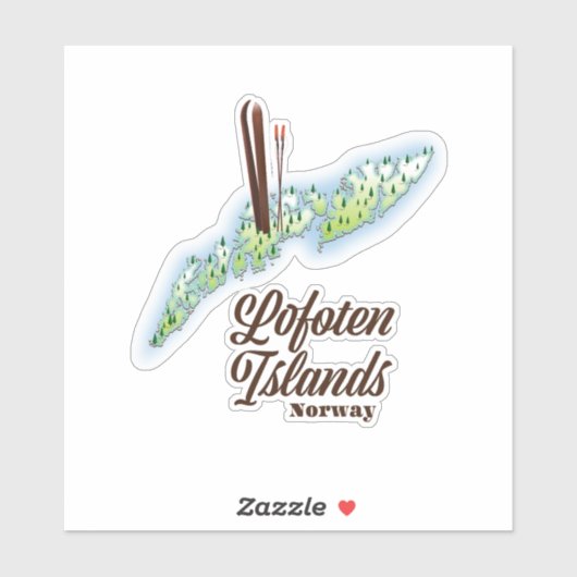 Lofoten-eilanden, poster van Noorwegen. Sticker (Vel)