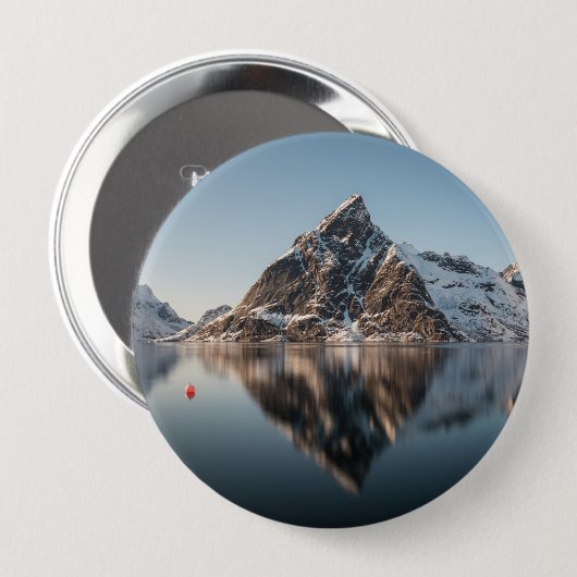 Lofoten Landschapsfoto Ronde Button 4,0 Cm (Voorkant /achterkant)