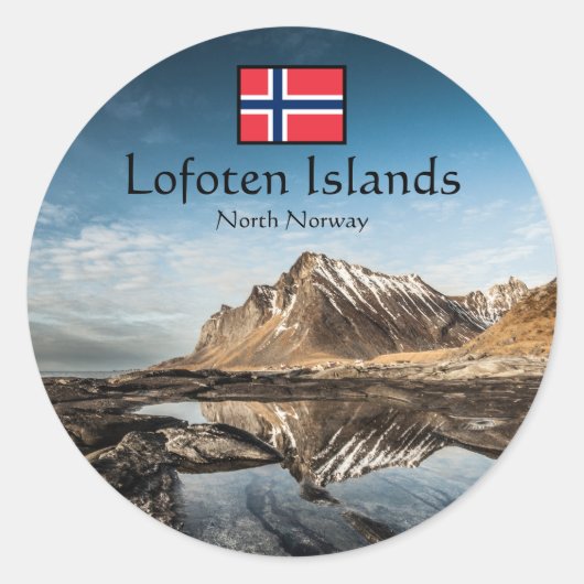 Lofoten Noord-Noorwegen Ronde Sticker (Voorkant)