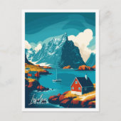 Lofoten Noorwegen Art Vintage Travel Illustratie Briefkaart (Voorkant)