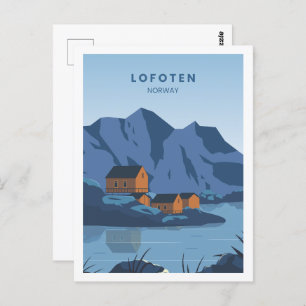 Lofoten Noorwegen Beroemde Reisplaats Illustratie Briefkaart