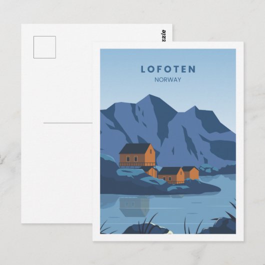 Lofoten Noorwegen Beroemde Reisplaats Illustratie Briefkaart (Voorkant / Achterkant)