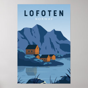 Lofoten Noorwegen Reis Vintage Kunst Poster