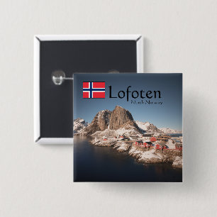 Lofoten Noorwegen Souvenir Vierkante Button 5,1 Cm