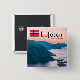 Lofoten Noorwegen Souvenir Vierkante Button 5,1 Cm