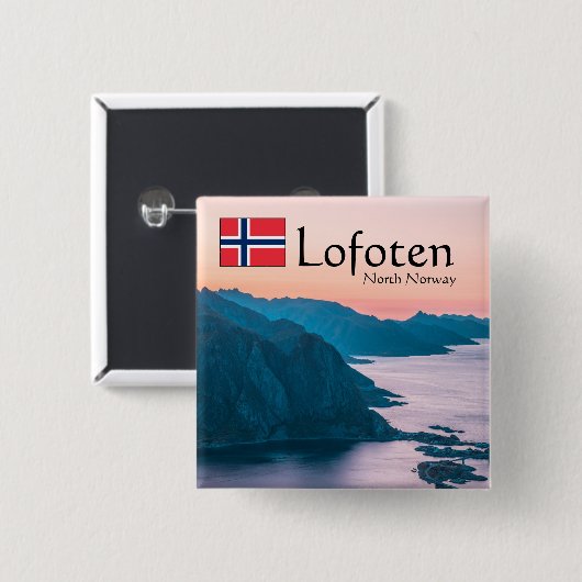 Lofoten Noorwegen Souvenir Vierkante Button 5,1 Cm (Voorkant /achterkant)