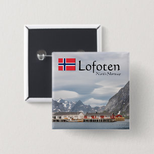 Lofoten Noorwegen Vierkante Button 5,1 Cm