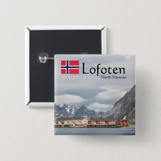Lofoten Noorwegen Vierkante Button 5,1 Cm (Voorkant /achterkant)