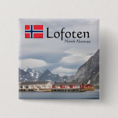 Lofoten Noorwegen Vierkante Button 5,1 Cm (Voorkant)