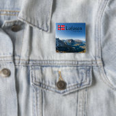 Lofoten Noorwegen Vierkante Button 5,1 Cm (In situ)