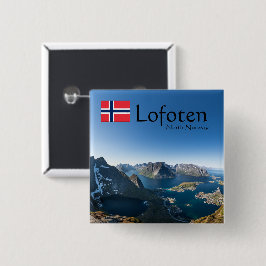Lofoten Noorwegen Vierkante Button 5,1 Cm