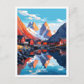 Lofoten Noorwegen vintage reisillustratie Briefkaart (Voorkant)