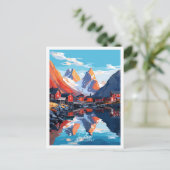 Lofoten Noorwegen vintage reisillustratie Briefkaart (Staand voorkant)