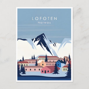 Lofoten Noorwegen vintage reizen winter europa Briefkaart