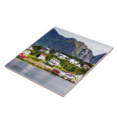 Lofoten Norway Reine, dorpje onder zonnige blauwe  Tegeltje (Zijkant)