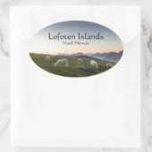 Lofoten Norway Sheep Ovale Sticker (Tas)