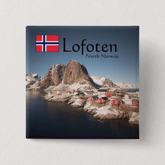 Lofoten Norway Souvenir Vierkante Button 5,1 Cm (Voorkant)