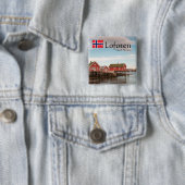 Lofoten Norway Souvenir Vierkante Button 5,1 Cm (In situ)