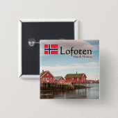 Lofoten Norway Souvenir Vierkante Button 5,1 Cm (Voorkant /achterkant)