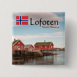 Lofoten Norway Souvenir Vierkante Button 5,1 Cm