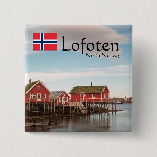 Lofoten Norway Souvenir Vierkante Button 5,1 Cm (Voorkant)