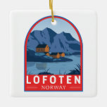 Lofoten Norway Travel  Kunst Keramisch Ornament<br><div class="desc">Vectorkunstontwerp van dikke vectoren. Het staat bekend om zijn dramatische landschap,  met pieken als de Svolværgeita pinnacle die in de lucht springen.</div>