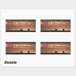 Lofoten Sunset Sheep Natuur Foto Rechthoekige Sticker
