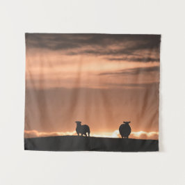 Lofoten Sunset Sheep Natuur Foto Wandkleed