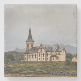 Lofoten Vågan Church Travel Stenen Onderzetter