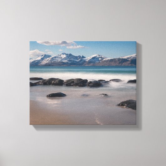 Lofoten Vikten Beach Canvas Afdruk (Voorkant)