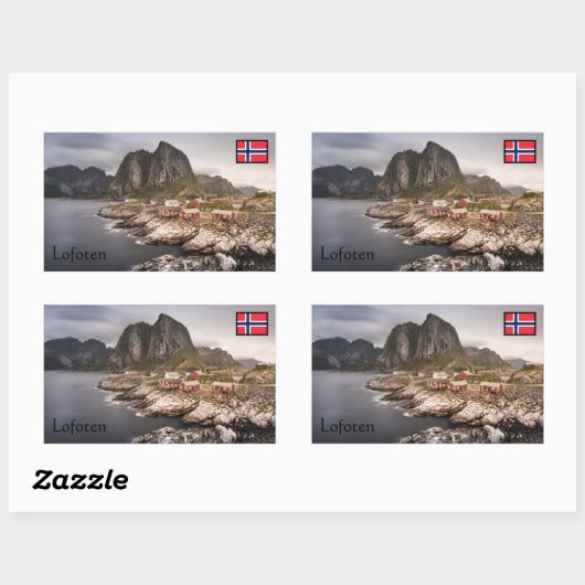 Lofoten Vist Dorpssouvenir Rechthoekige Sticker (Vel)