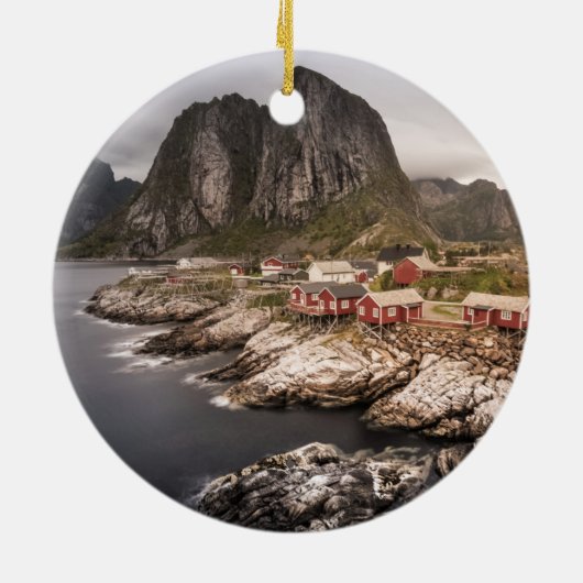 Lofoten Vist het dorp Hamnoya Keramisch Ornament (Achterkant)