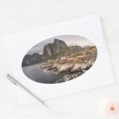 Lofoten Vist het dorp Hamnoya Ovale Sticker (Envelop)