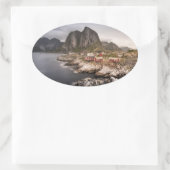 Lofoten Vist het dorp Hamnoya Ovale Sticker (Tas)