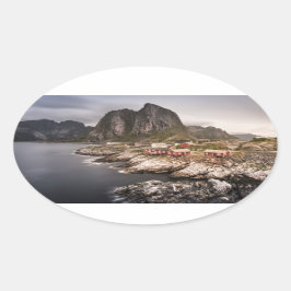 Lofoten Vist het dorp Hamnoya Ovale Sticker