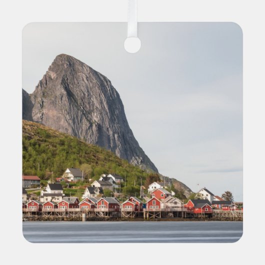 Lofoten Vist het dorp Noorwegen Metalen Ornament (Voorkant)