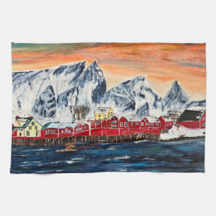 Lofoten Vist Village Fine Art Keuken Handdoek