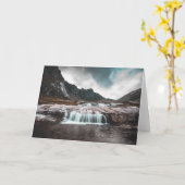 Lofoten Waterfall Landscape Foto Kaart (Gele Bloem)