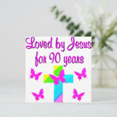 LOFPRIJZING VOOR GOD 90STE VERJAARDAG KAART (Staand voorkant)